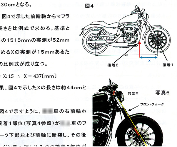 中型二輪車（バイク）と普通乗用車の損害賠償請求事件